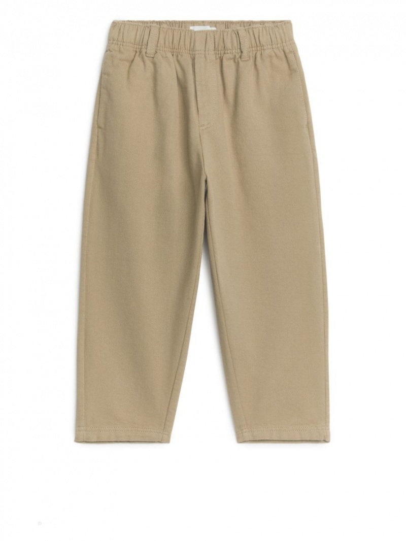 Portki Arket Tapered Bawełniane Chinos Chłopięce Beżowe | Polska RAFGP-5346