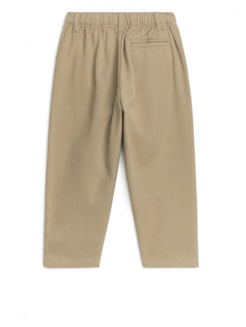 Portki Arket Tapered Bawełniane Chinos Chłopięce Beżowe | Polska RAFGP-5346