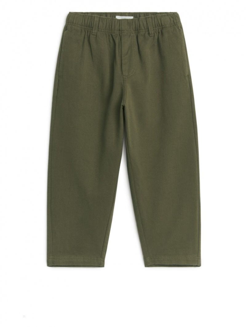 Portki Arket Tapered Bawełniane Chinos Chłopięce Khaki | Polska BQRZI-5768