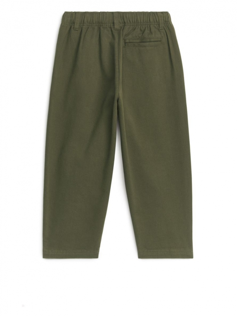 Portki Arket Tapered Bawełniane Chinos Chłopięce Khaki | Polska BQRZI-5768