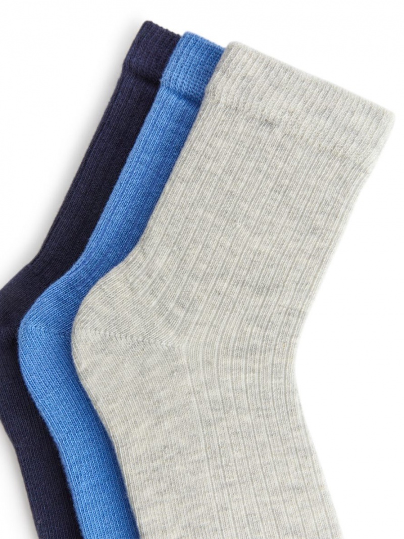 Skarpetki Arket Rib Knit, 3 Pairs Dziewczynka Szare Niebieskie Granatowe | Polska VHBZT-0873