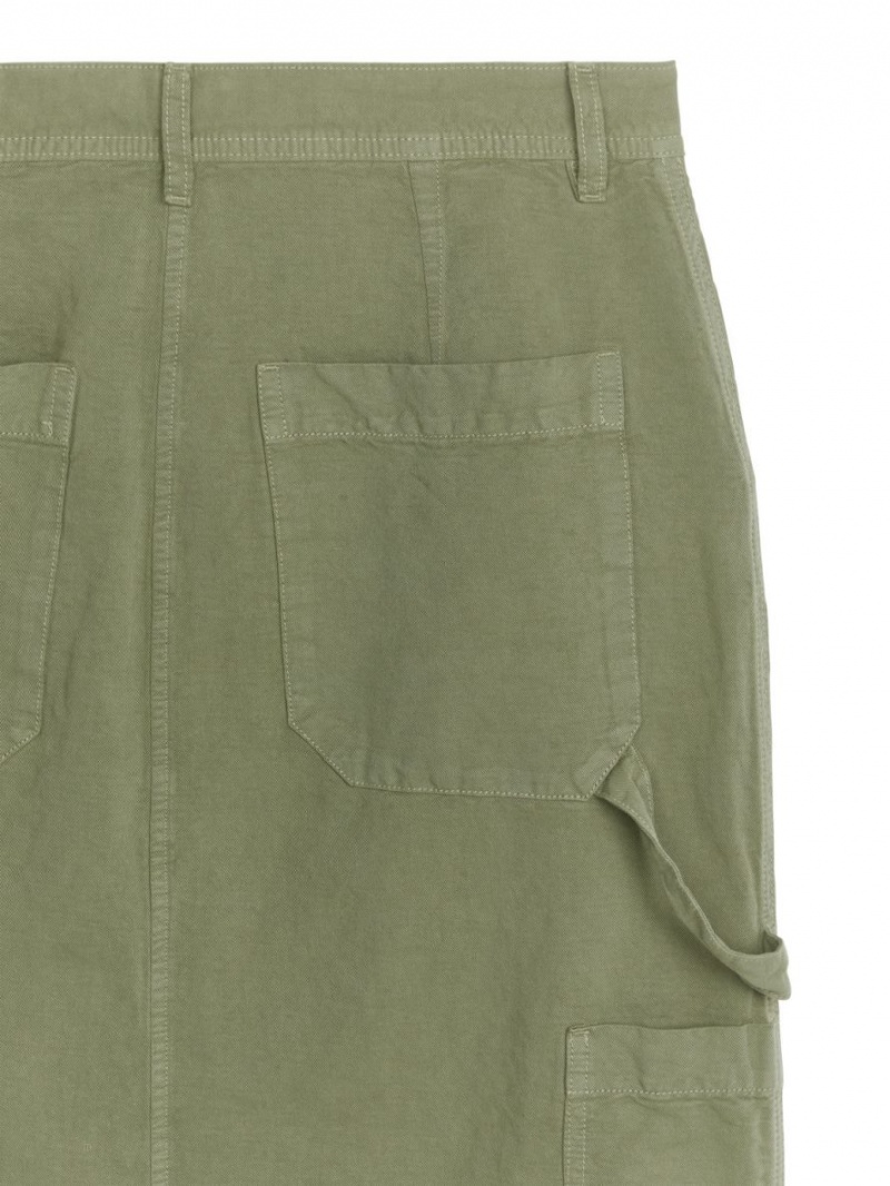 Spódnica Arket Long Cargo Damskie Khaki Zielone | Polska ZHWMD-8694