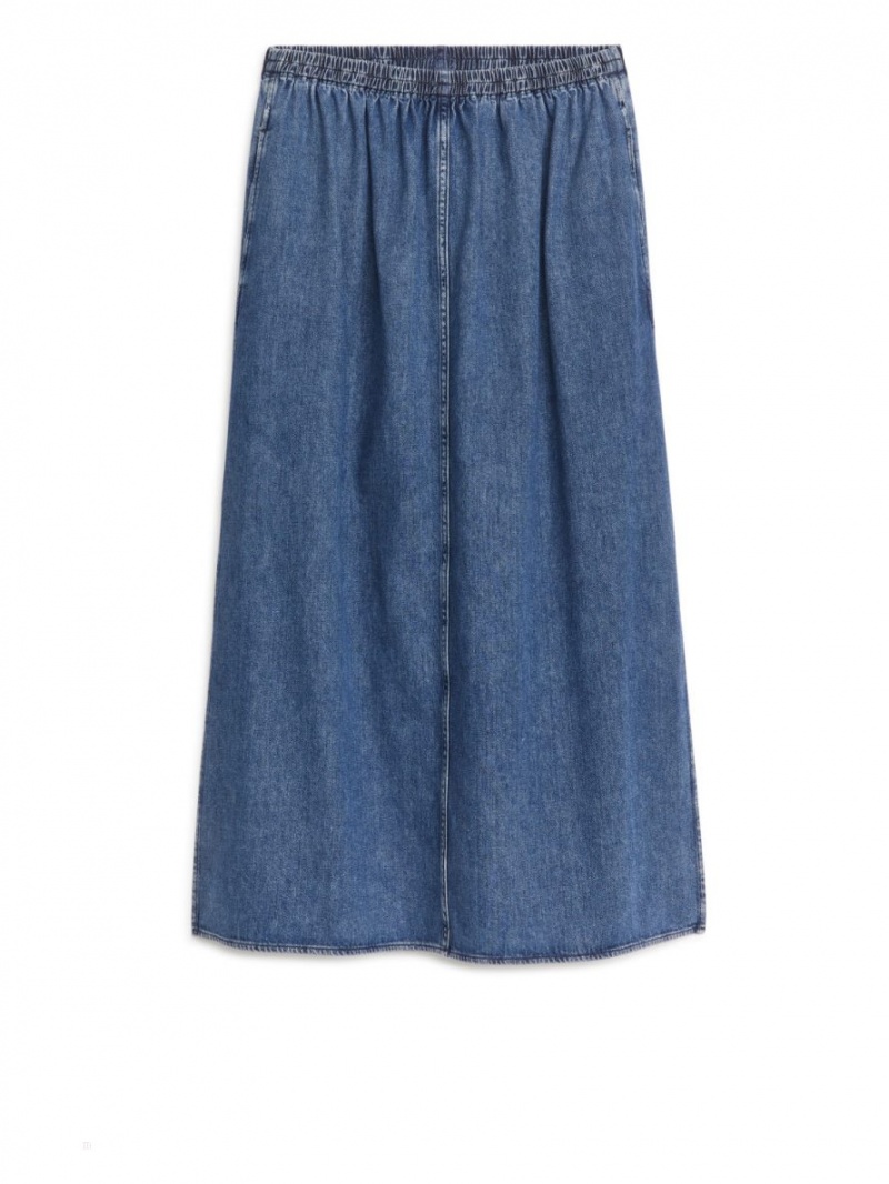 Spódnica Arket Maxi Denim Damskie Niebieskie | Polska MSJUA-0764