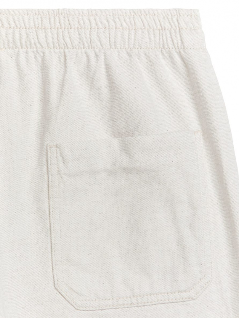 Spodenki Arket Bawełniane Linen Drawstring Męskie Białe | Polska OSTEQ-7934