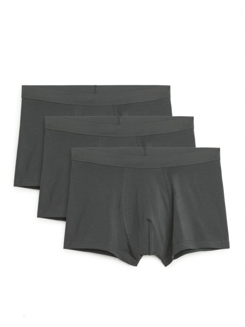 Spodenki Arket Pima Bawełniane Trunks, Set of 3 Męskie Ciemny Szare | Polska KLWHG-8130