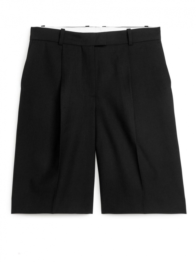 Spodenki Arket Wełna Blend Culottes Damskie Czarne | Polska QNHZP-1378