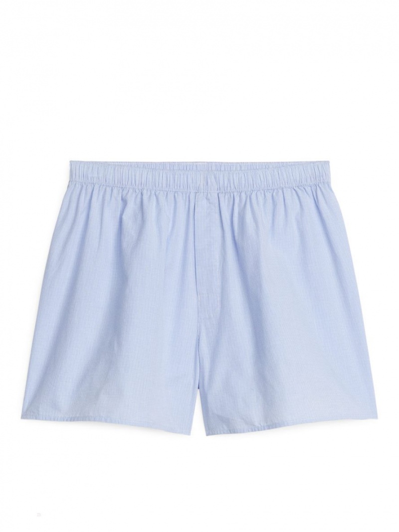 Spodenki Arket Woven Bawełniane Boxers, Set of 2 Męskie Niebieskie Białe | Polska VTCSD-9487