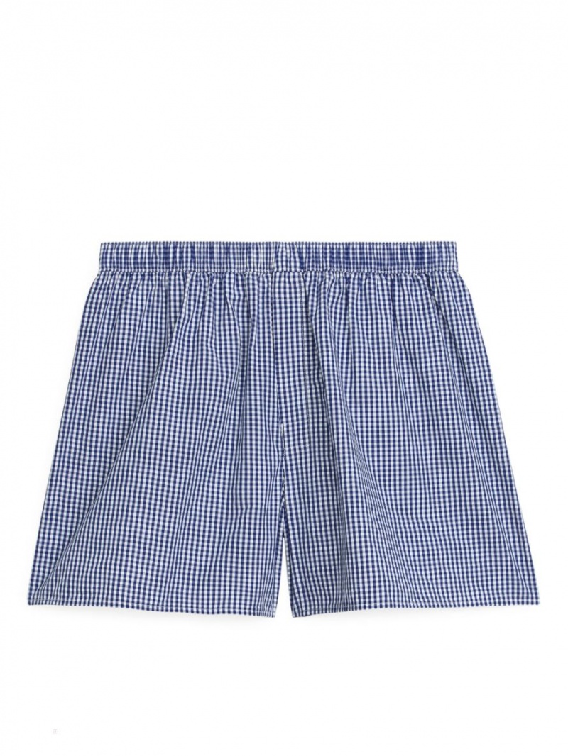 Spodenki Arket Woven Bawełniane Boxers, Set of 2 Męskie Ciemny Niebieskie | Polska OEHUN-3602