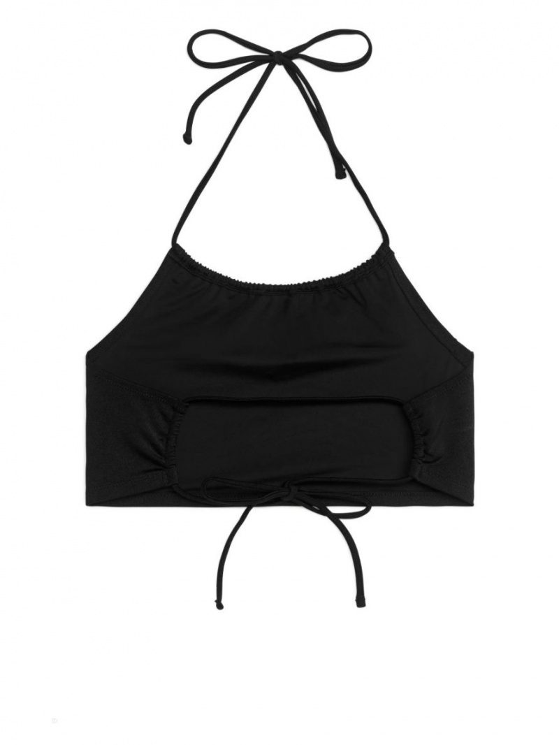 Stroje Kąpielowe Arket Halterneck Bikini Top Damskie Czarne | Polska CEMBD-2910