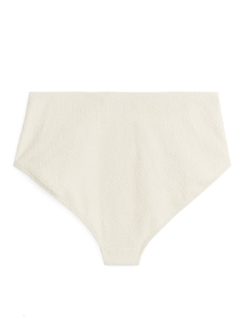 Stroje Kąpielowe Arket High Stanem Textured Bikini Bottom Damskie Białe | Polska JTSEH-8501