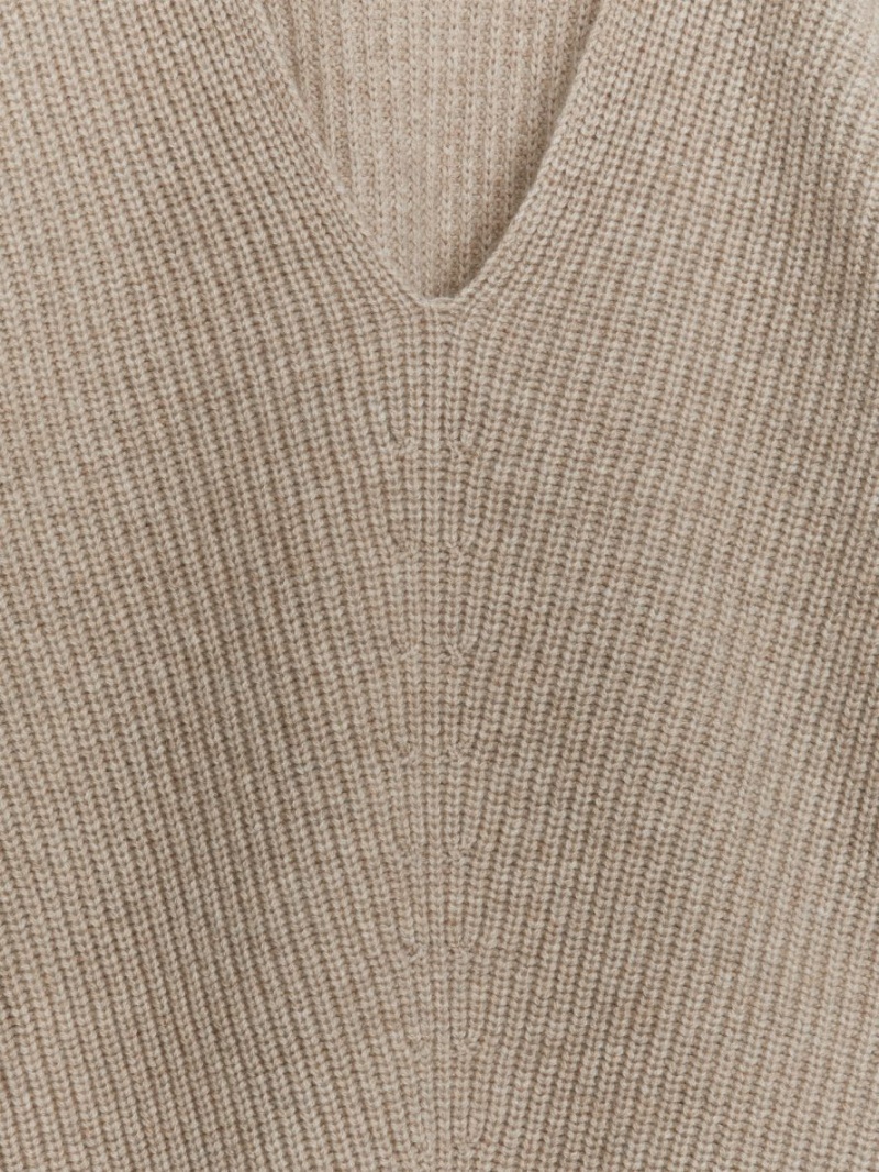 Sweter Arket Cashmere-Wełna Damskie Beżowe | Polska GMDKU-8463