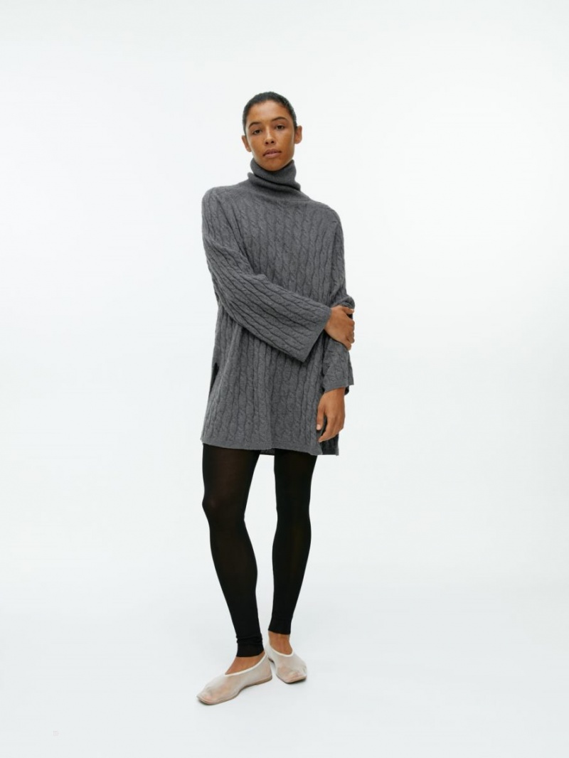 Sweter Arket Cashmere Cable-Knit Damskie Szare | Polska VILJF-9627