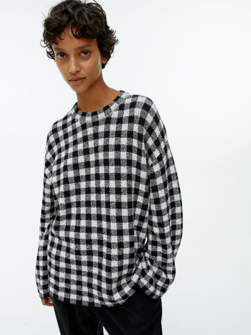 Sweter Arket Gingham Jacquard Damskie Czarne Białe | Polska XNCTD-9856