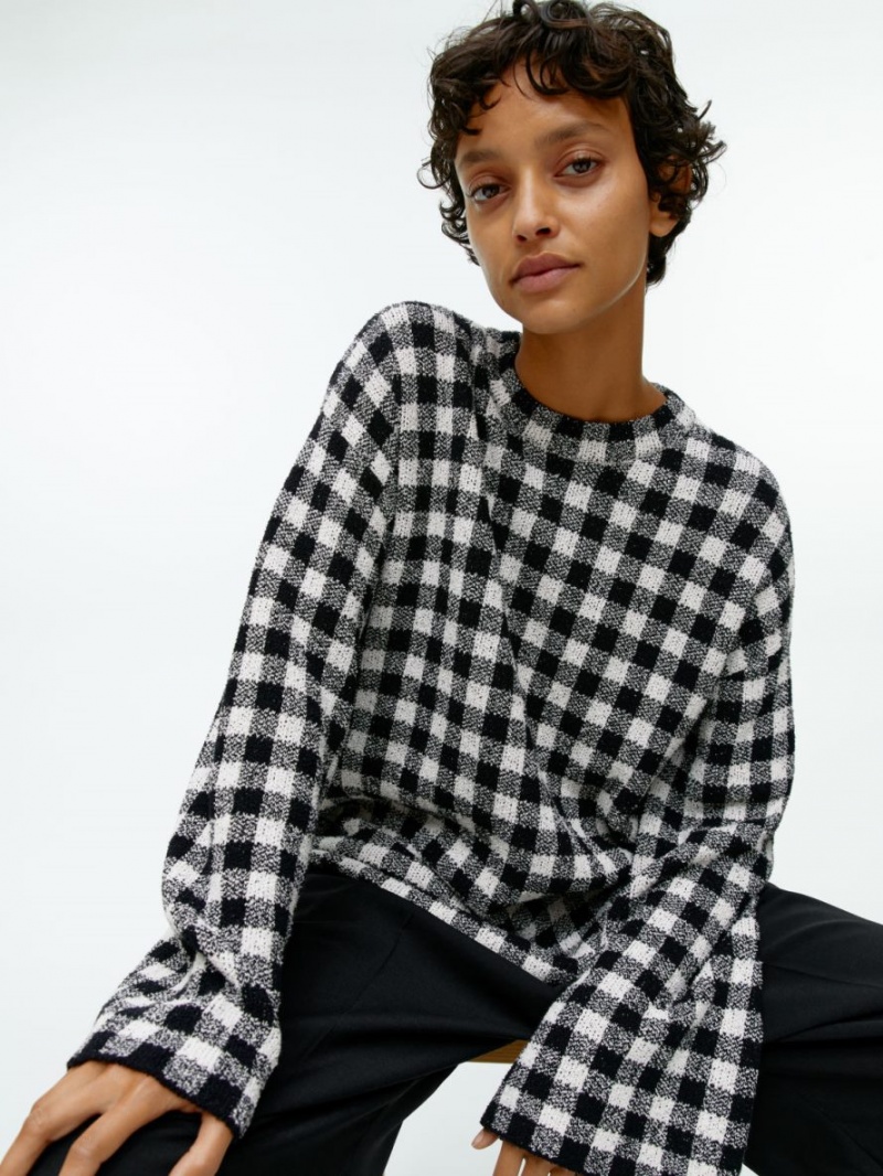 Sweter Arket Gingham Jacquard Damskie Czarne Białe | Polska XNCTD-9856