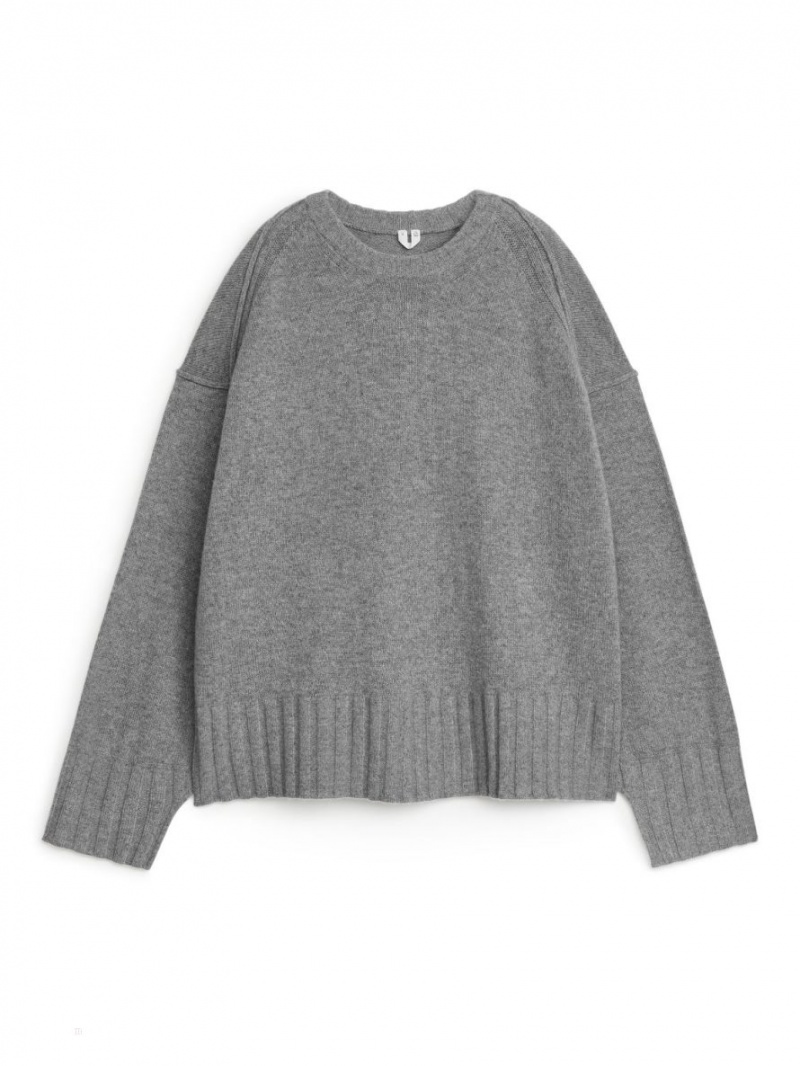 Sweter Arket Oversized Wełna Damskie Szare | Polska VWZRC-4768