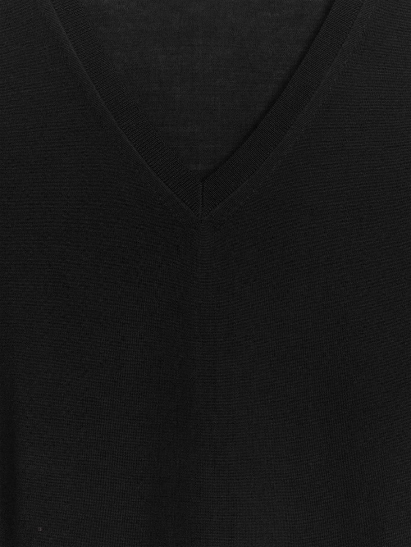 Sweter Arket V-Neck Merino Damskie Czarne | Polska PKYCT-6051