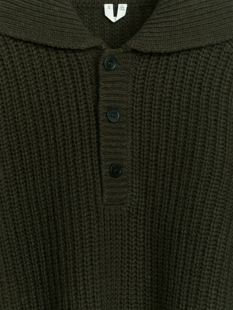 Sweter Arket Wełna Polo-Neck Męskie Ciemny Khaki | Polska NQCKY-1359