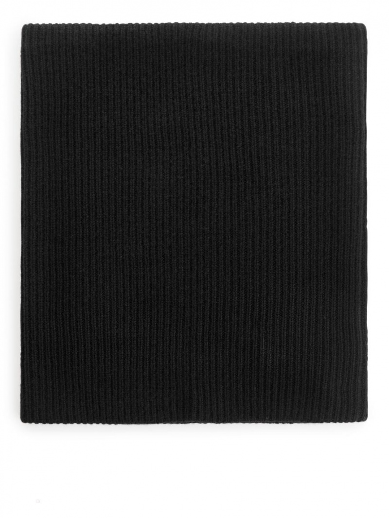 Szalik Arket Cashmere Blend Snood Damskie Czarne | Polska WHTBL-5273