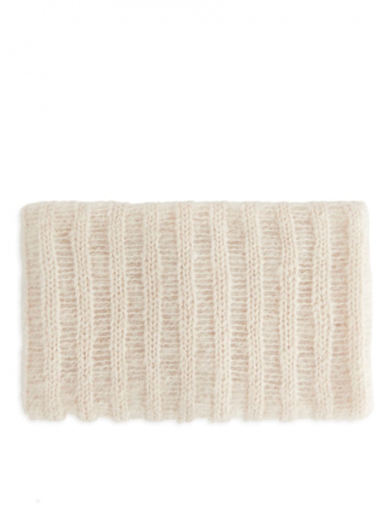 Szalik Arket Wełna-Mohair Snood Damskie Białe | Polska OPLYK-3698