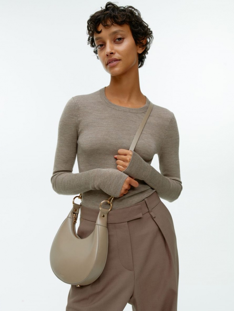 Torba Crossbody Arket Half Moon Skórzane Damskie Beżowe | Polska EZFAY-5691