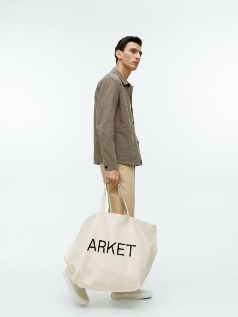 Torby Tote Arket ARKET Oversized Płócienne Męskie Białe | Polska KDVWF-1839