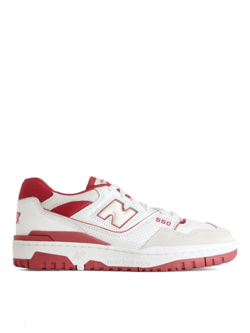 Trampki Arket New Balance 550 Damskie Białe Czerwone | Polska NSLPF-1634